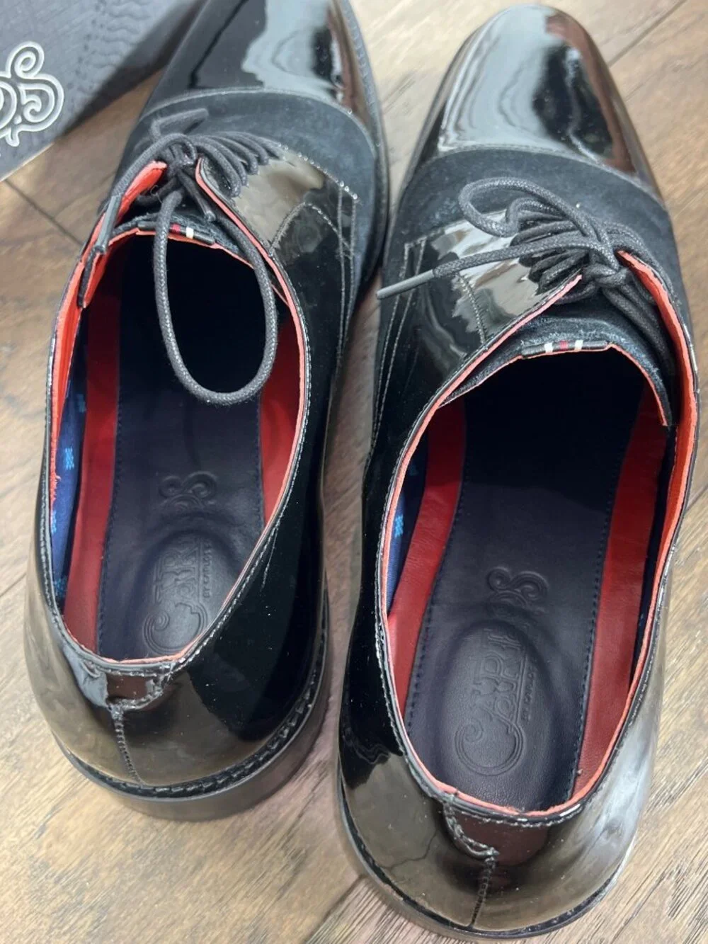 CARLOS BY CARLOS SANTANA West Cap-Toe Leather Derby Black Sz 14D EUC